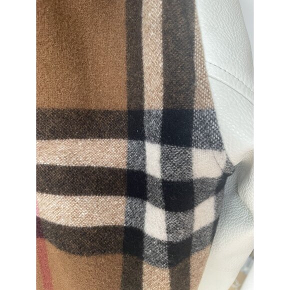 Burberry Wool & Leather Varsity Jacket With Plaid Design & Logo Patch - Picture 8 of 15